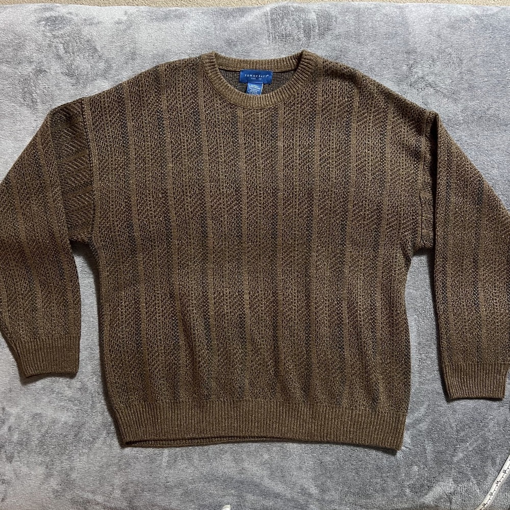 Vintage Fisherman Sweater Mens Large Brown Thick Heavyweight Crewneck Grandpa